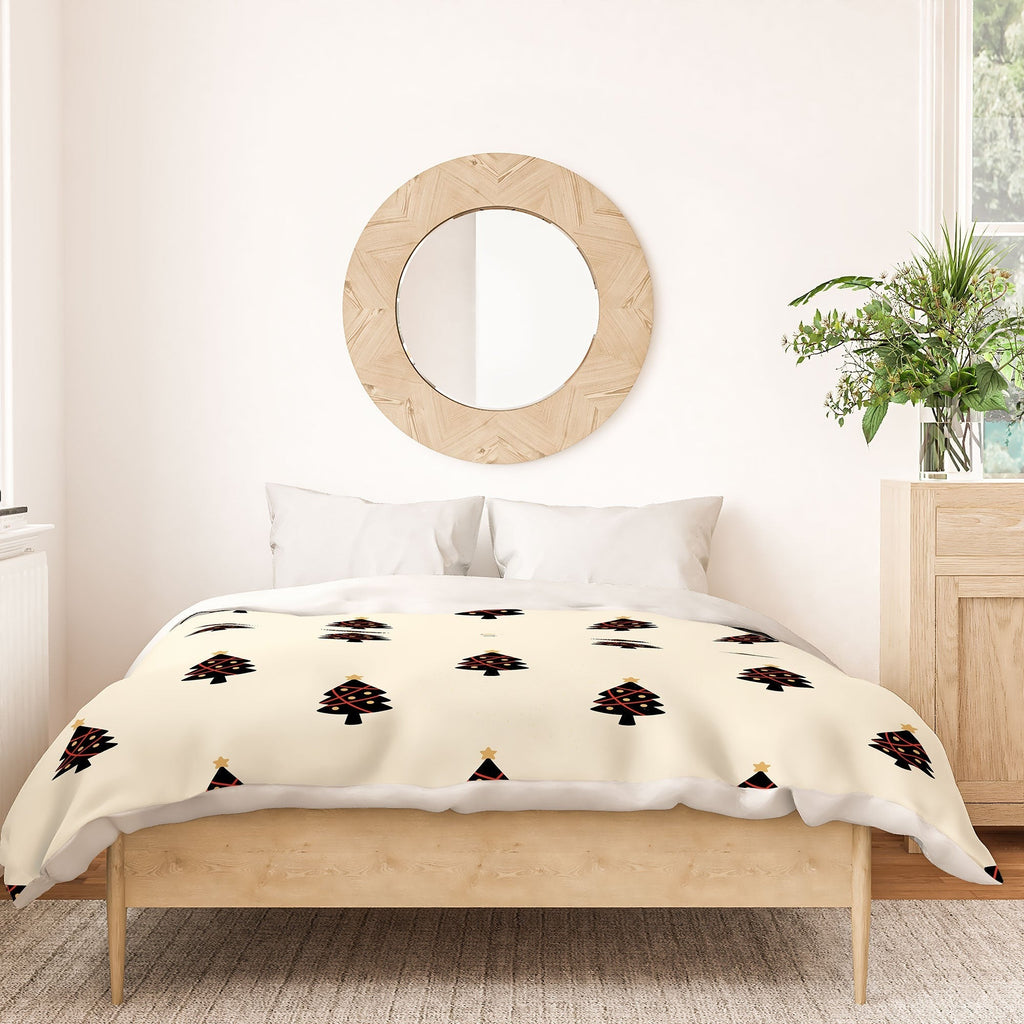 Design by Spark Black And Gold Christmas Tree Duvet Cover