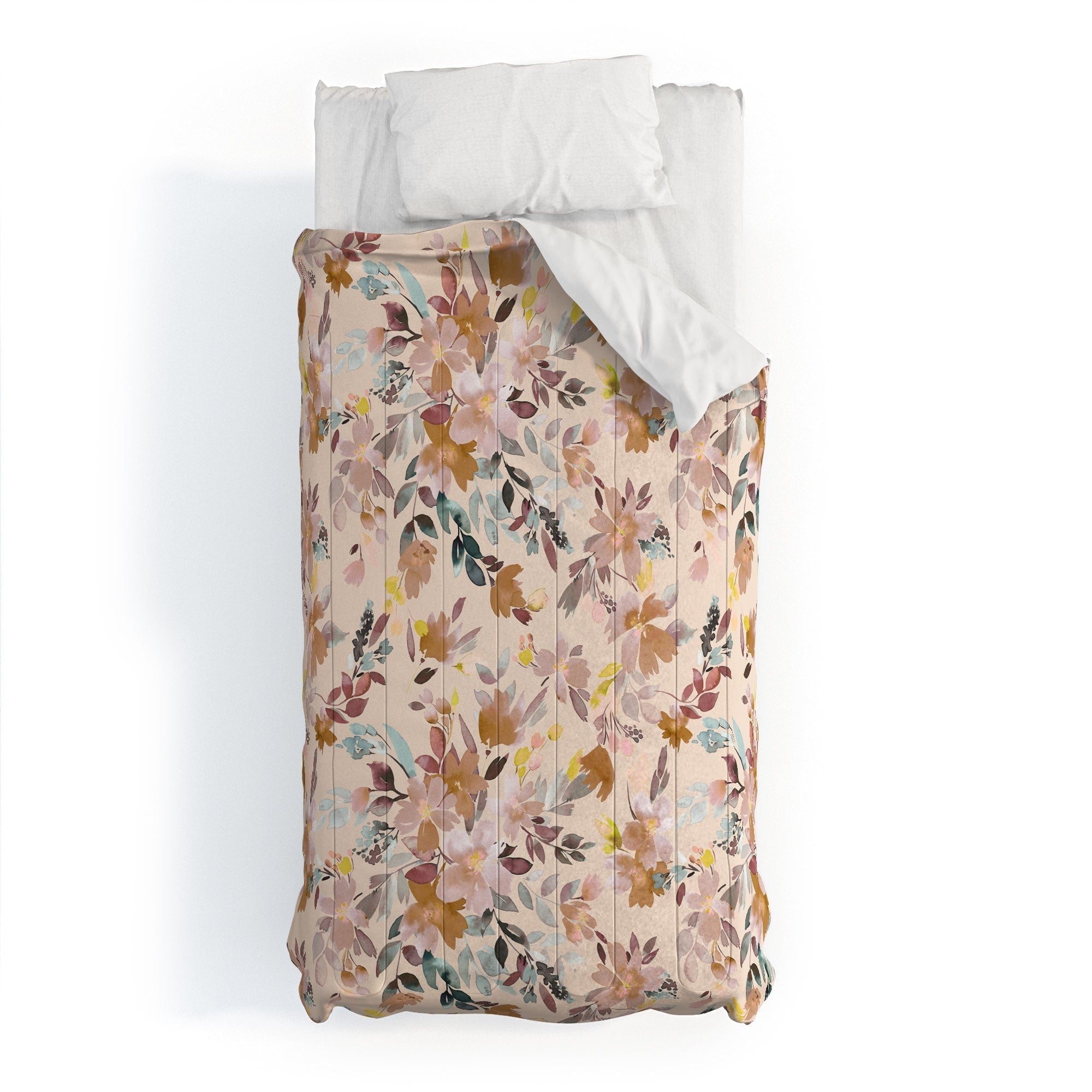 Ninola Design Botanic Retreat Floral Oleander Whimsical Soft Pink Comforter