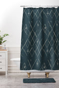 Little Om Starry Web navy Shower Curtain And Mat