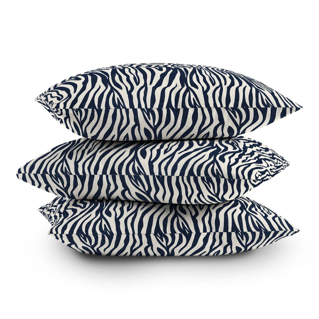 Avenie BR Navy Tiger Stripes Outdoor Throw Pillow
