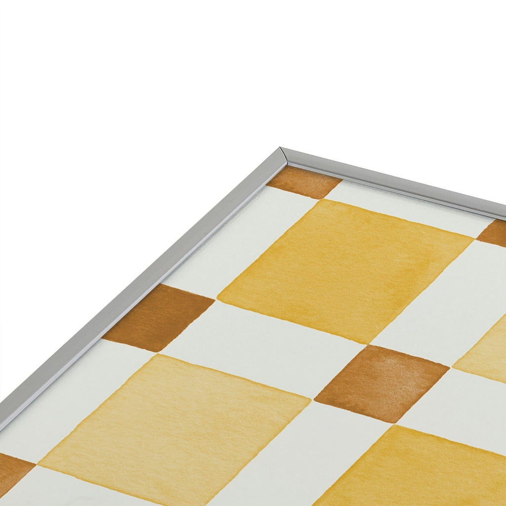 Ninola Design Everyday Artifact Checker Mosaic Tiles Geometry Yellow Square Metal Framed Art Print