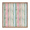 Ninola Design Botanic Retreat Watercolor Stripes Green Orange Red Square Tray