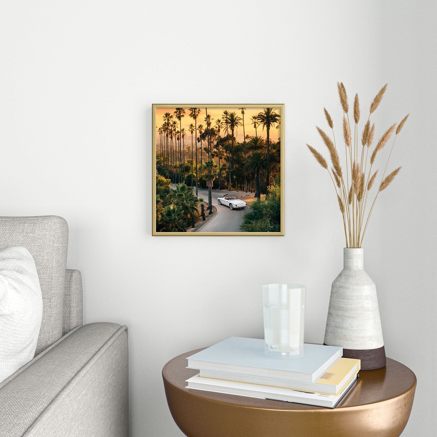 Gal Design Sunset Blvd Square Metal Framed Art Print