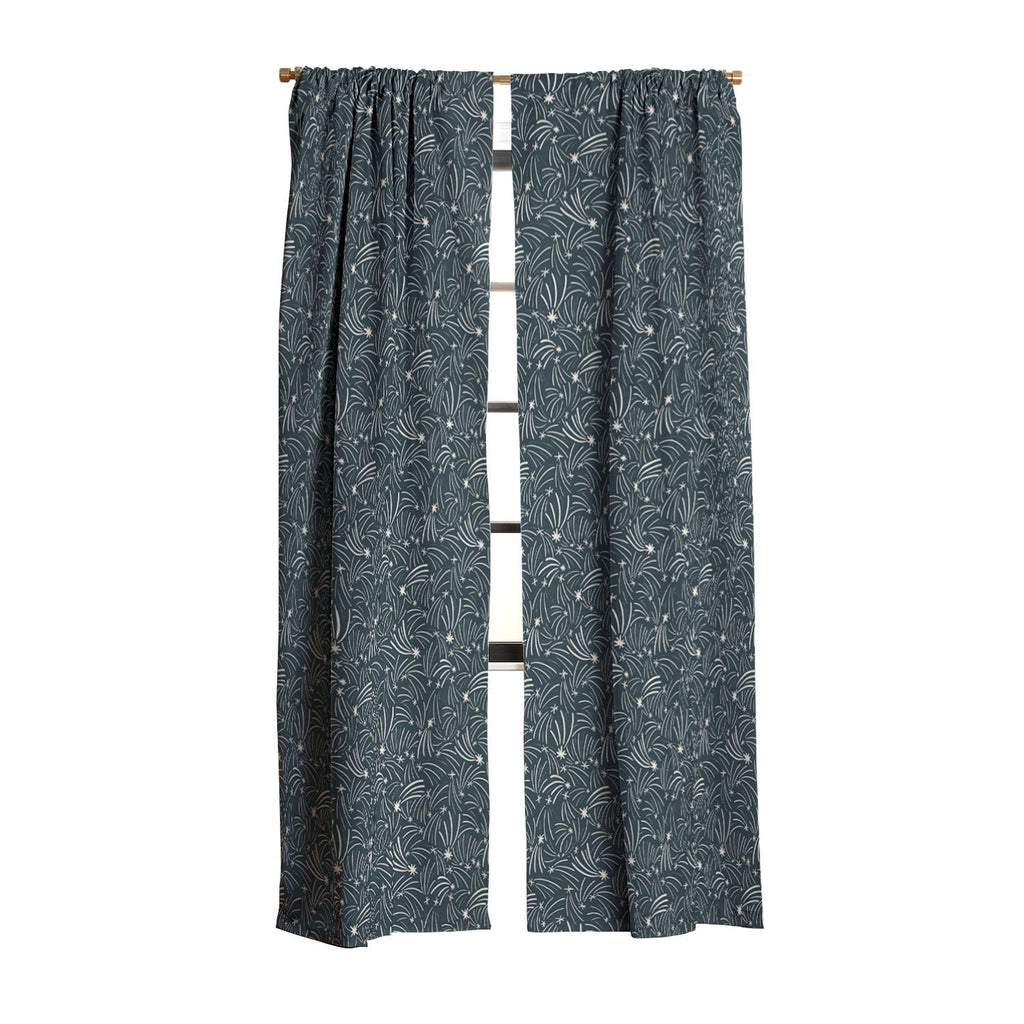 Little Om Pattern Shooting Stars blue Blackout Window Curtain
