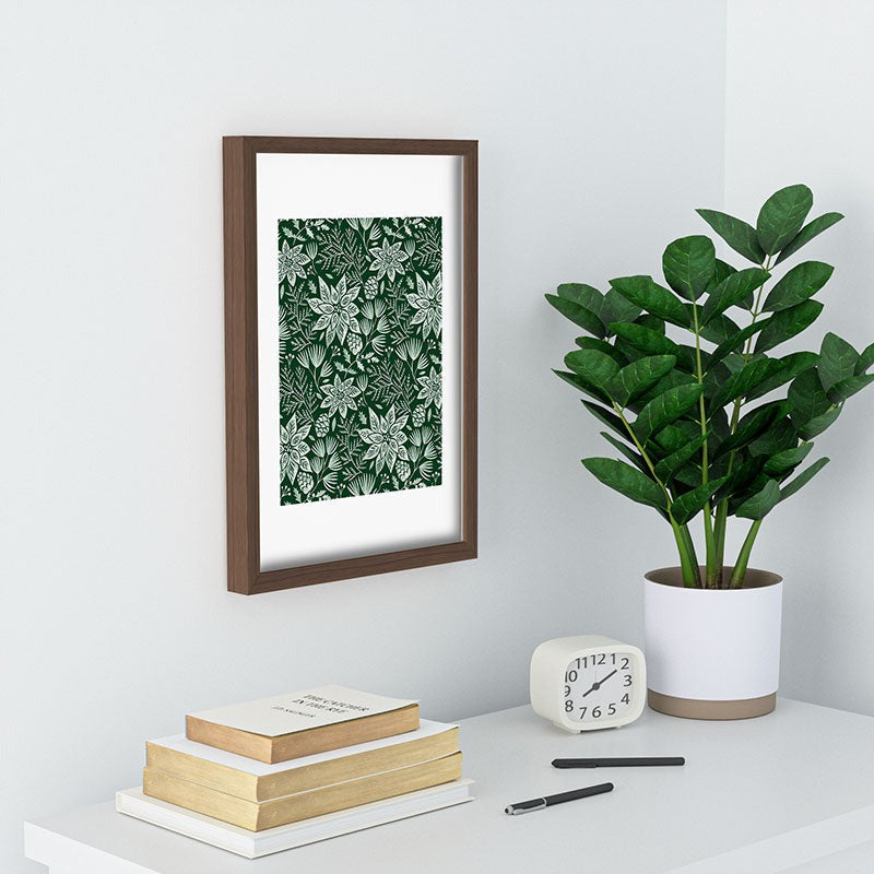Pimlada Phuapradit Christmas Poinsettia Recessed Framing Rectangle