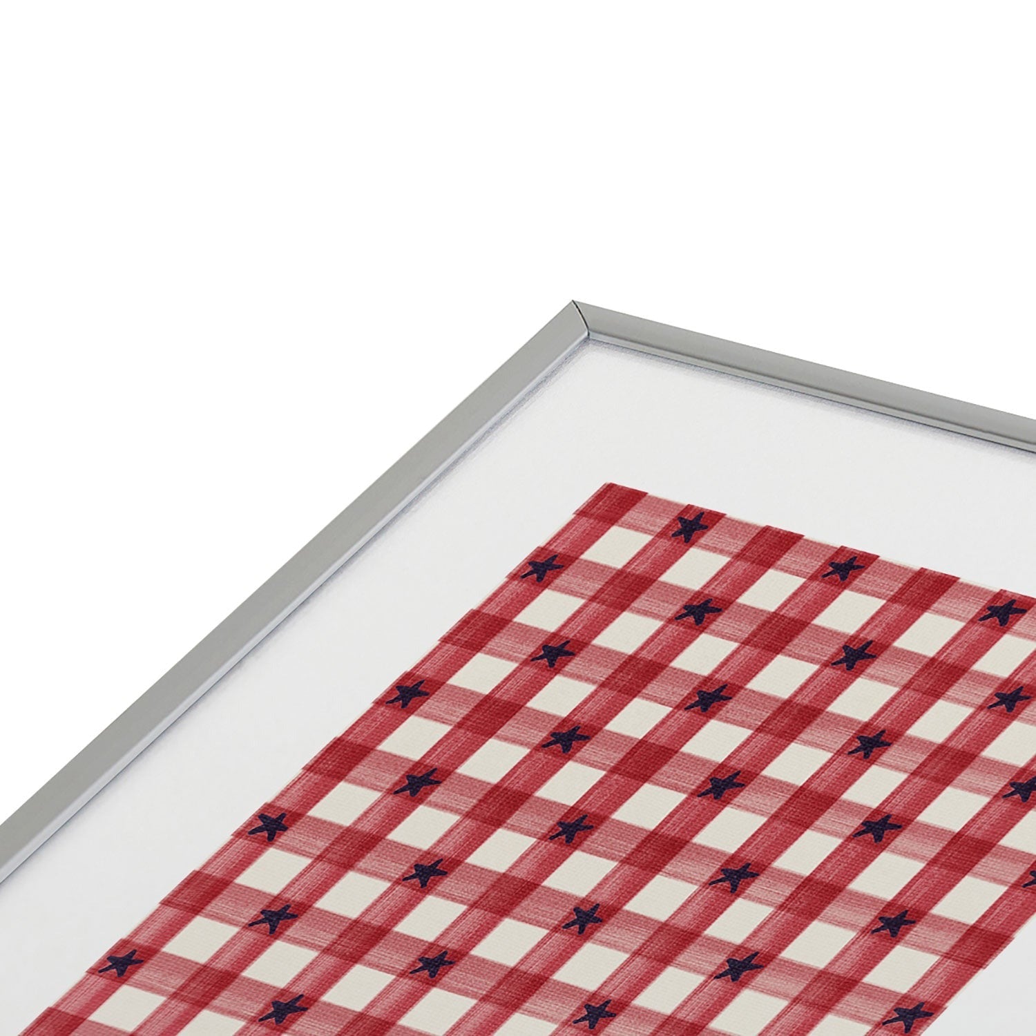 DENY Designs Red Gingham plus Stars Metal Framed Art Print