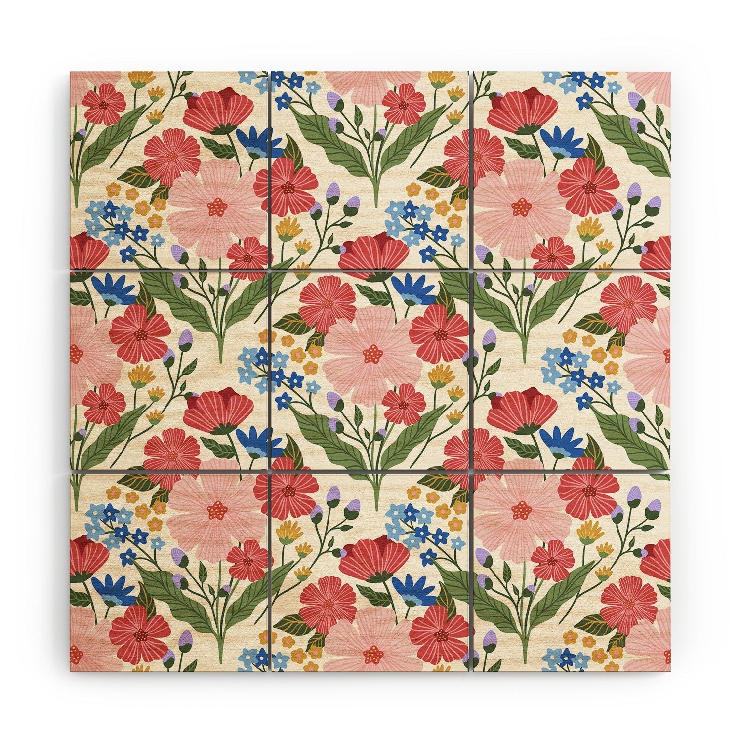 Design by Spark Wild Bloom Flowers Wood Wall Mural