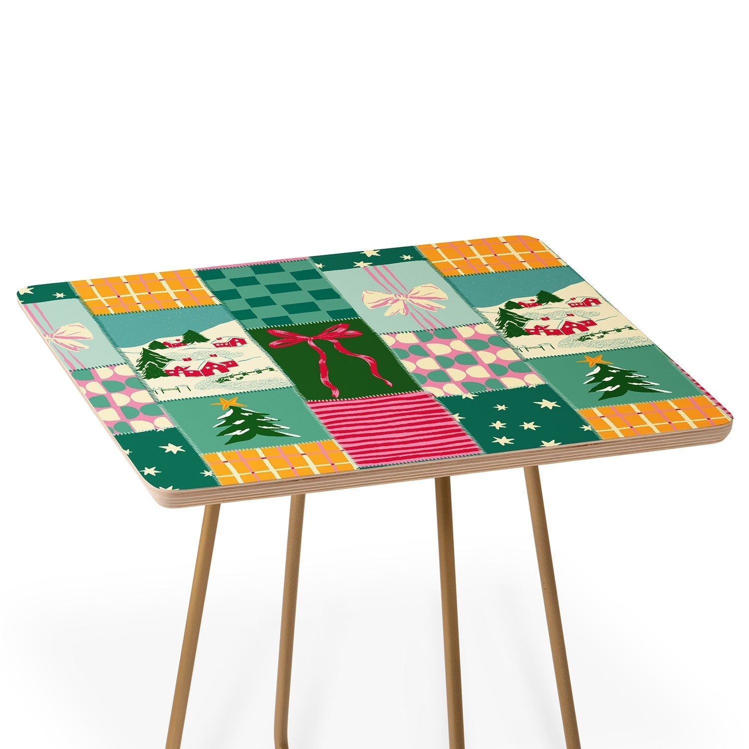 LouBruzzoni Cozy Christmas Patchwork Side Table
