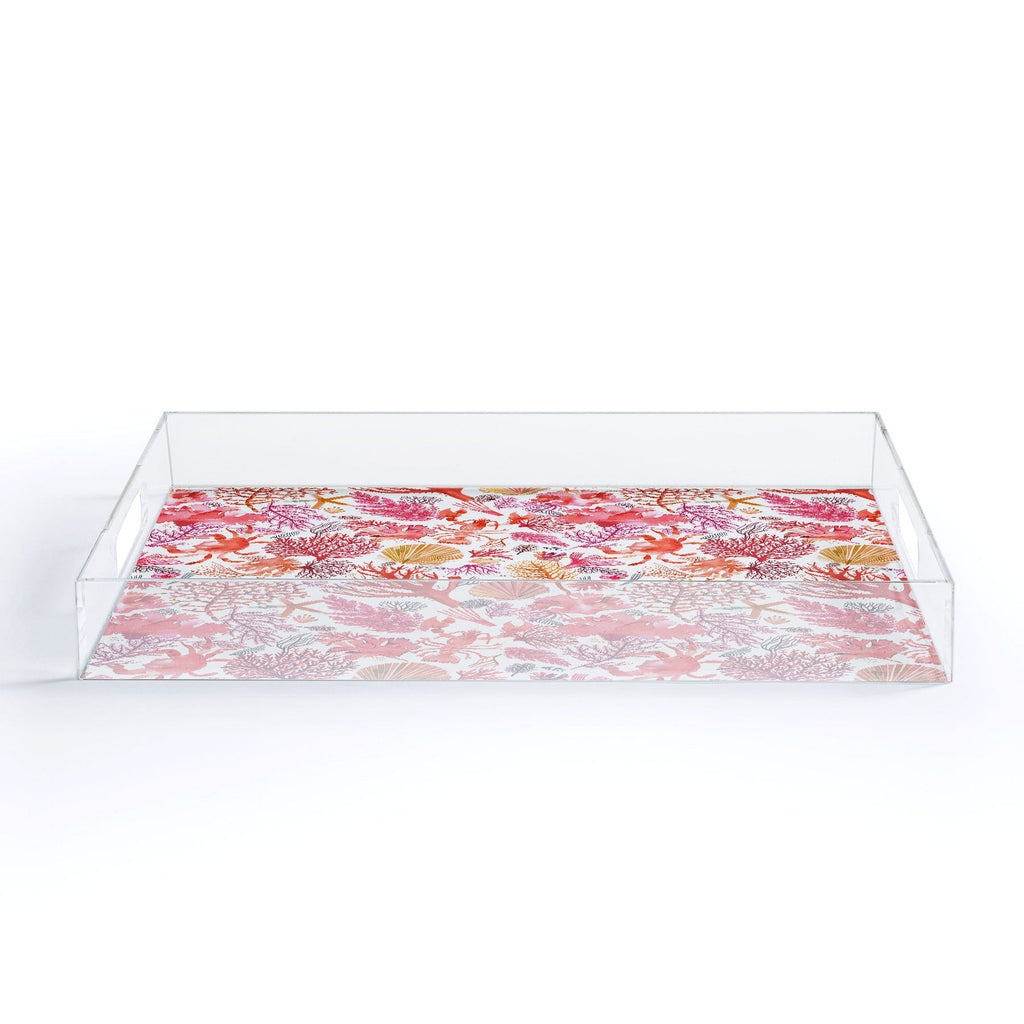 Ninola Design Botanic Retreat Coral Reef Crab Lobster Red Acrylic Tray
