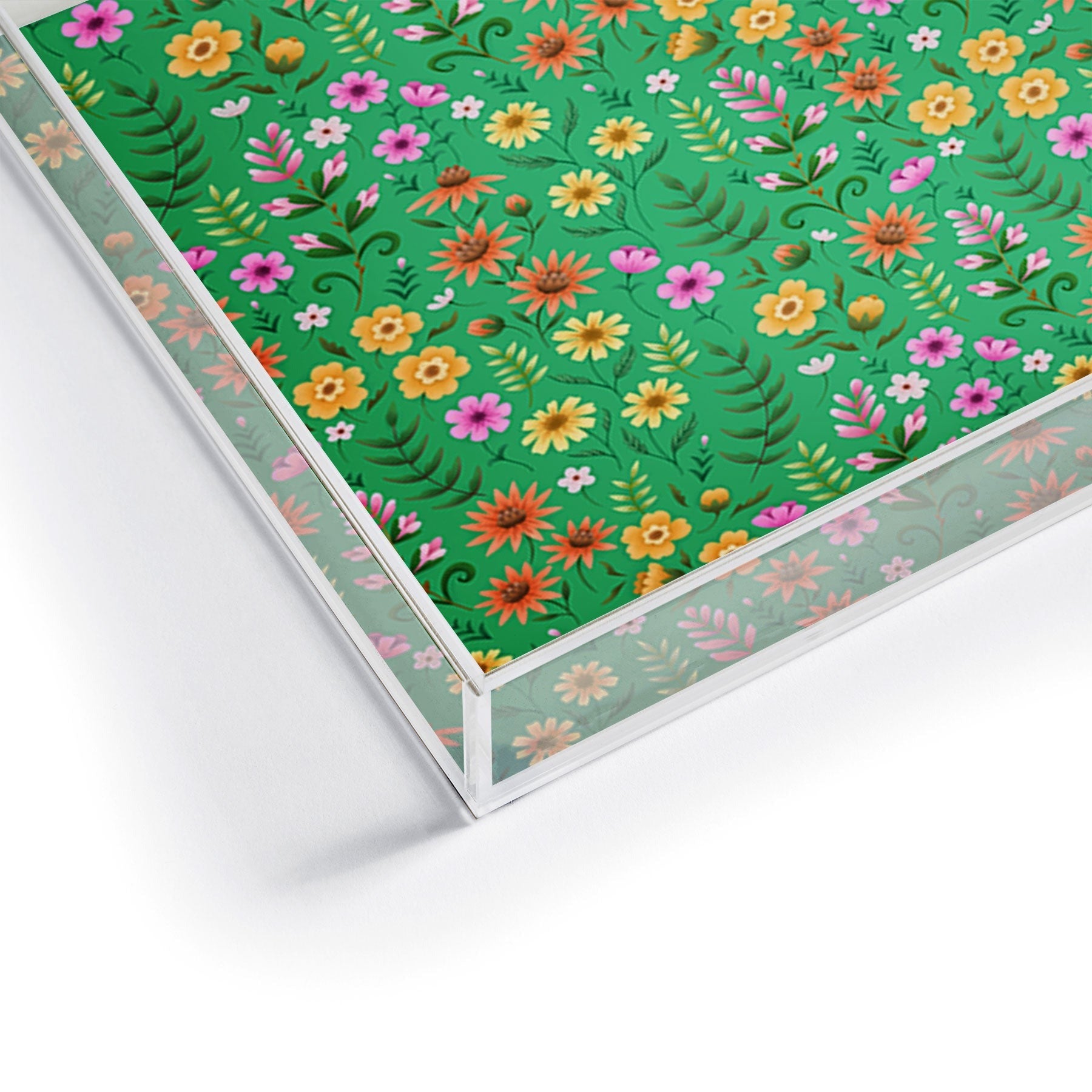 Pimlada Phuapradit Ditsy Spring Floral Green Acrylic Tray