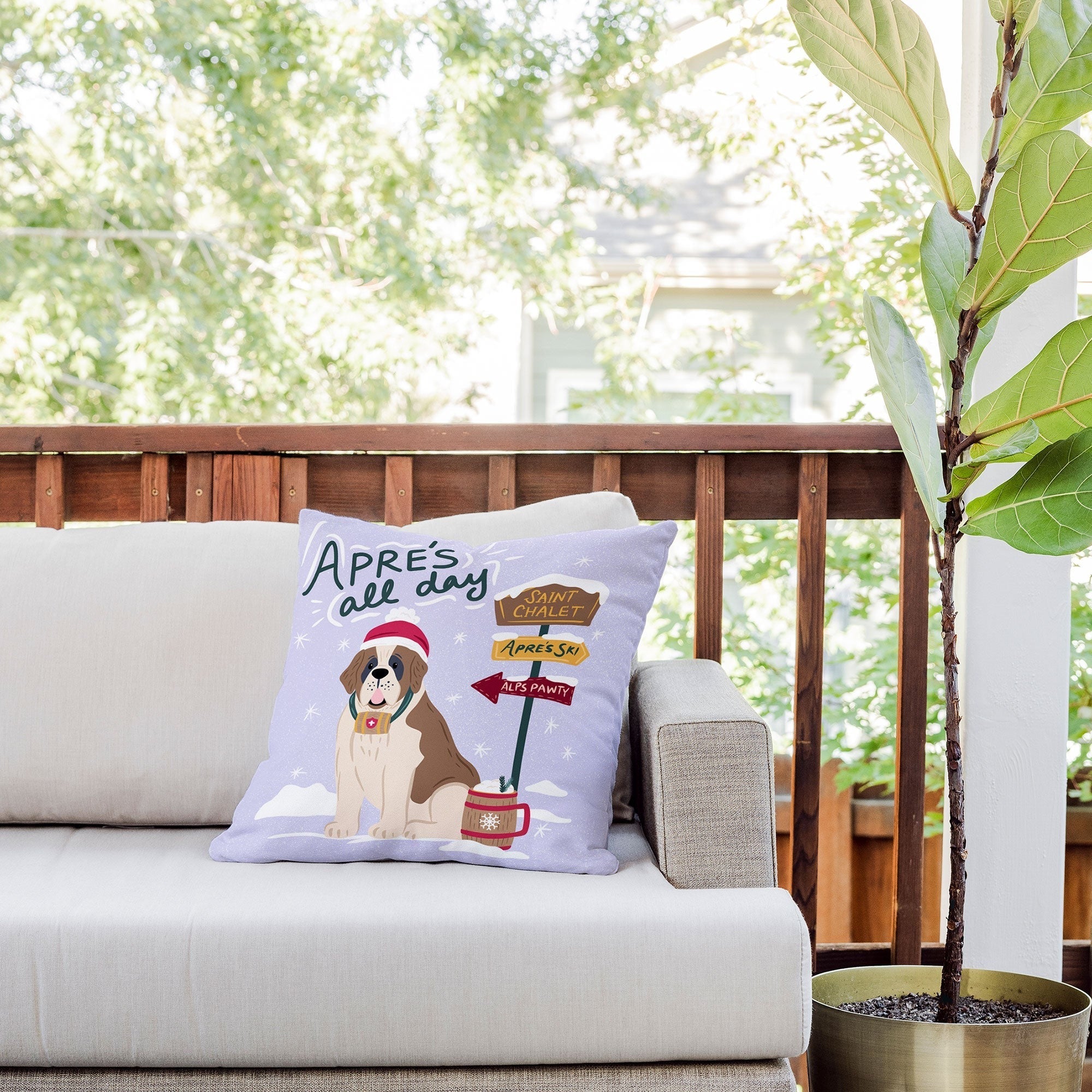 Design by Spark St Bernard Apres All Day Outdoor Throw Pillow