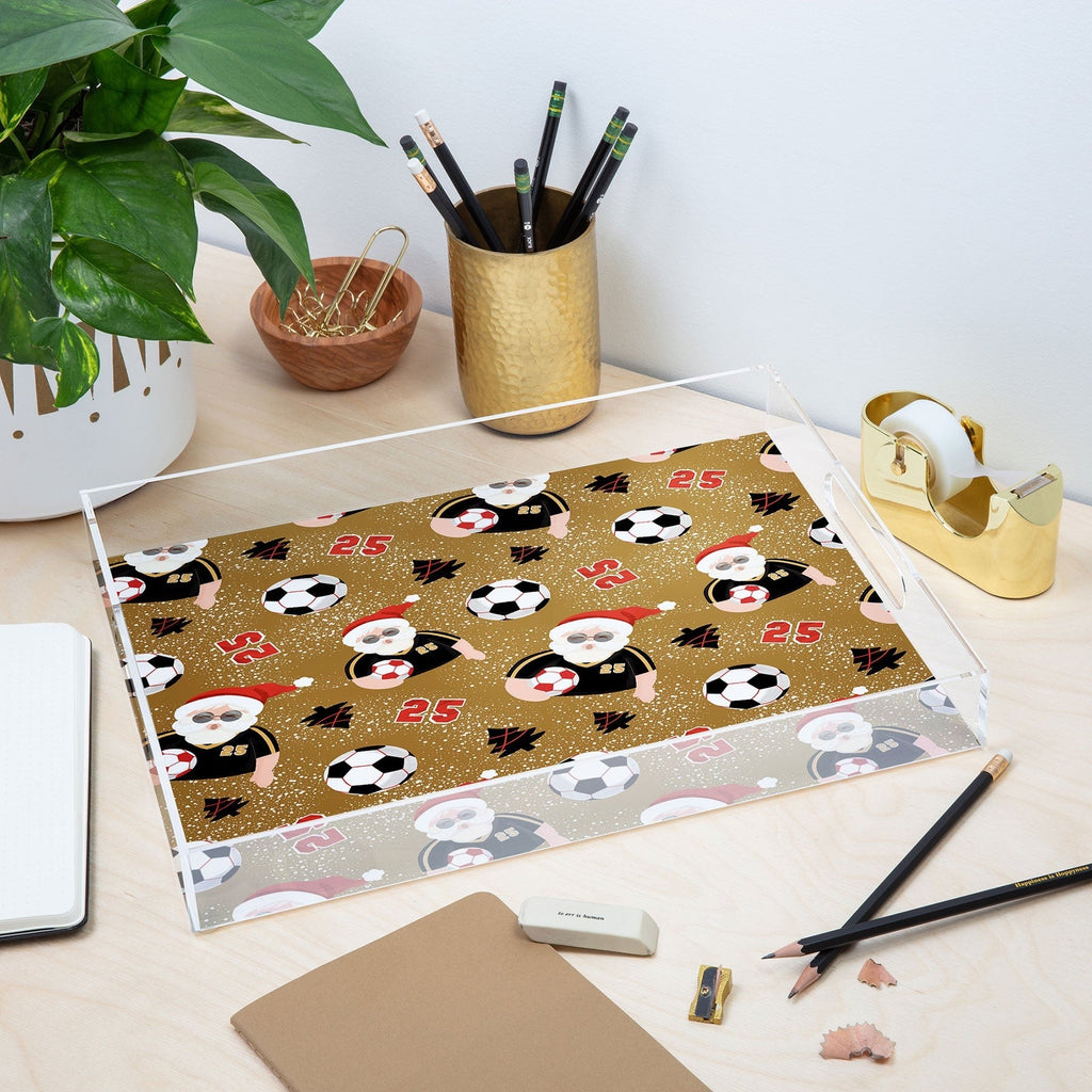 Design by Spark Sporty Soccer Santa Holiday Acrylic Tray