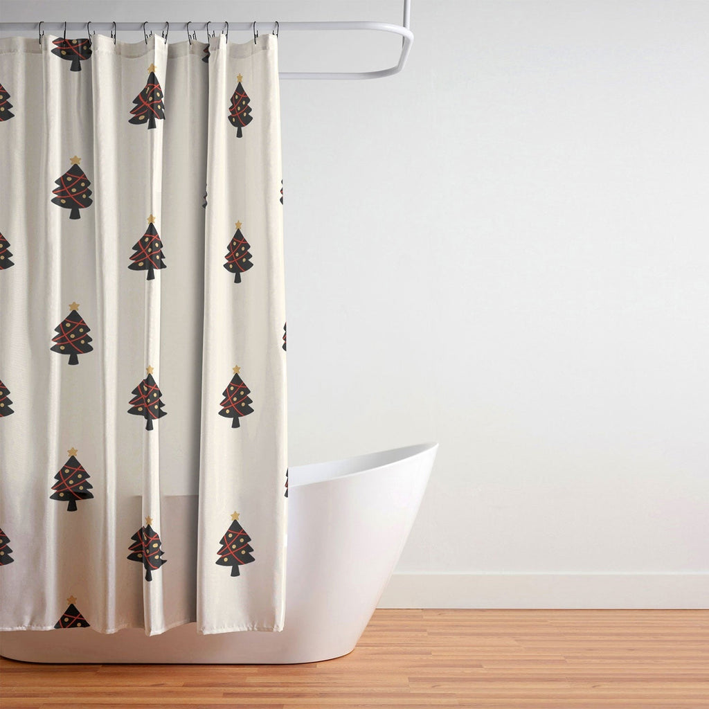 Design by Spark Black And Gold Christmas Tree Shower Curtain