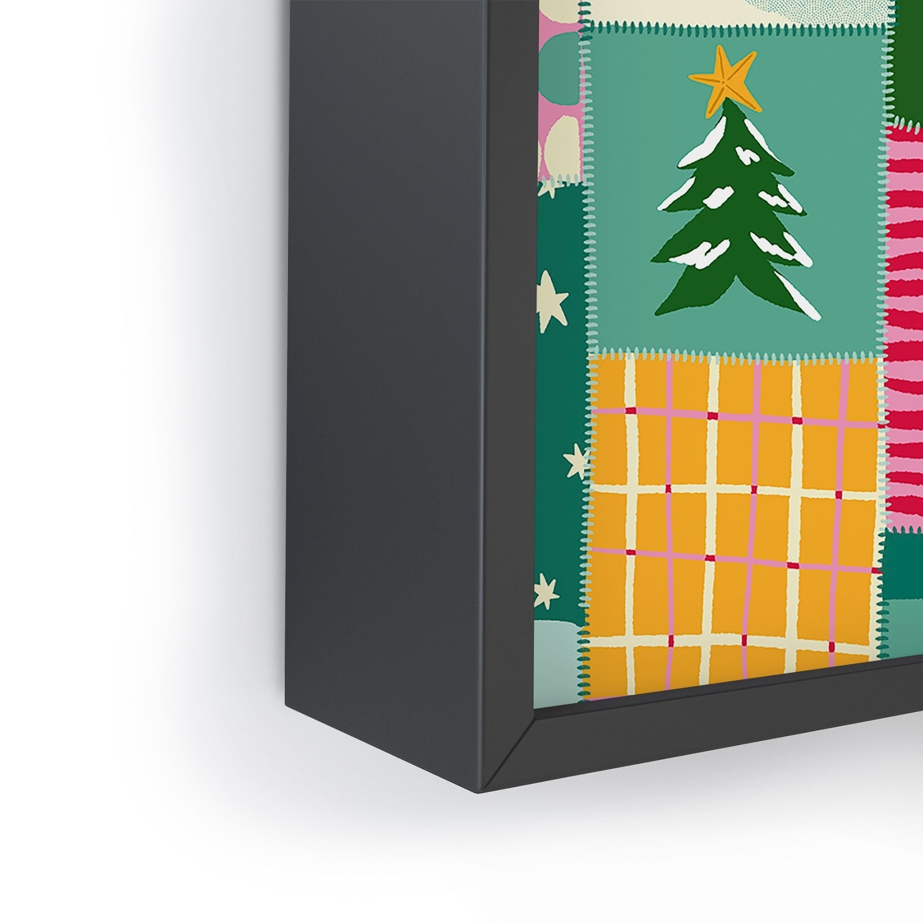 LouBruzzoni Cozy Christmas Patchwork Framed Mini Art Print