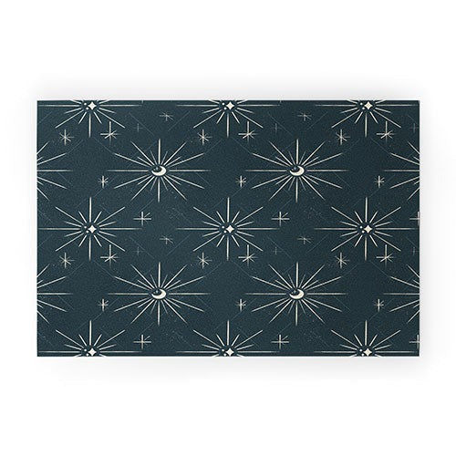 Little Om Pattern Little Moon navy Welcome Mat
