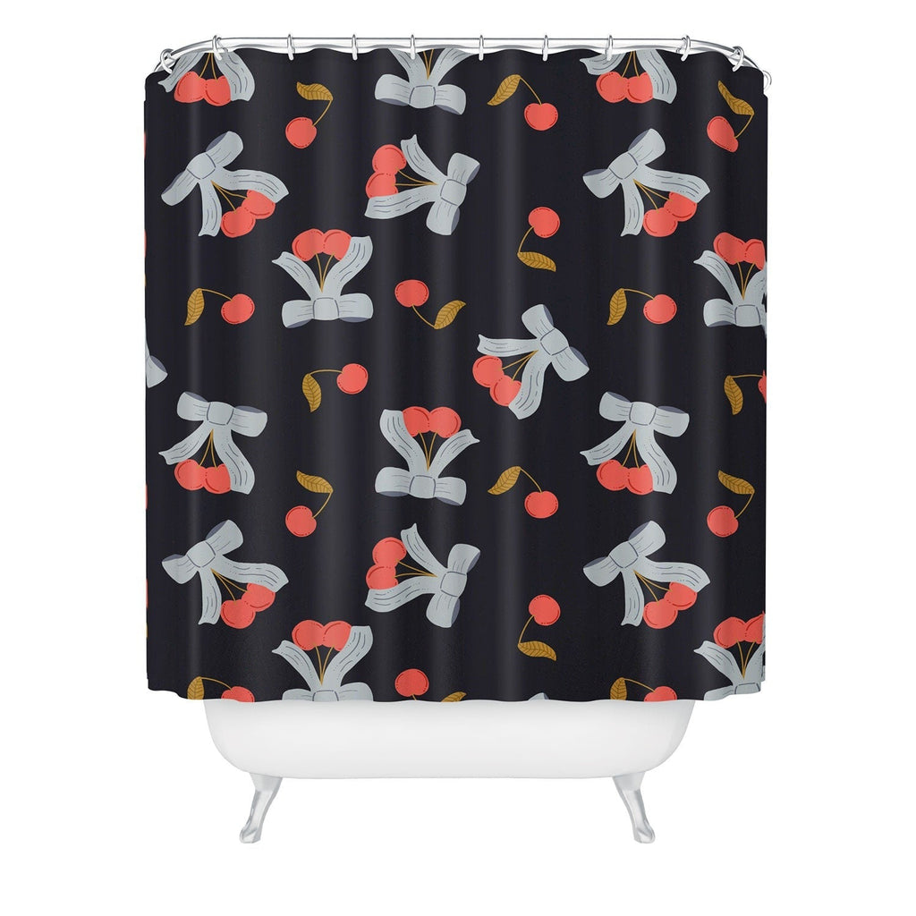 Jennifer Labre Cherries and Bows Shower Curtain