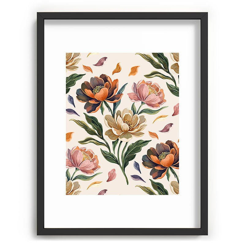 Marta Barragan Camarasa Hand Painted Peony Florals Recessed Framing Rectangle