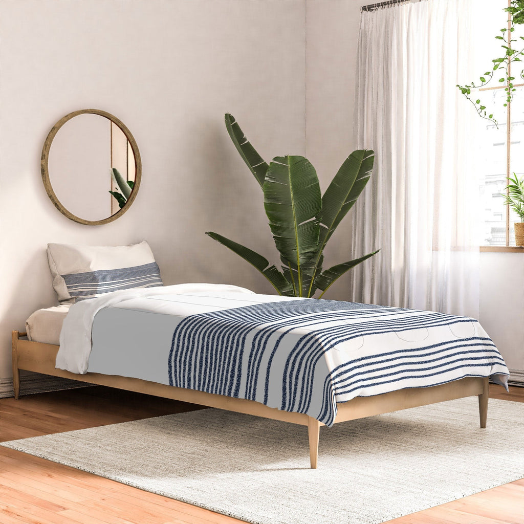 Kierkegaard Design Studio organic stripes naut navy blue and white Comforter