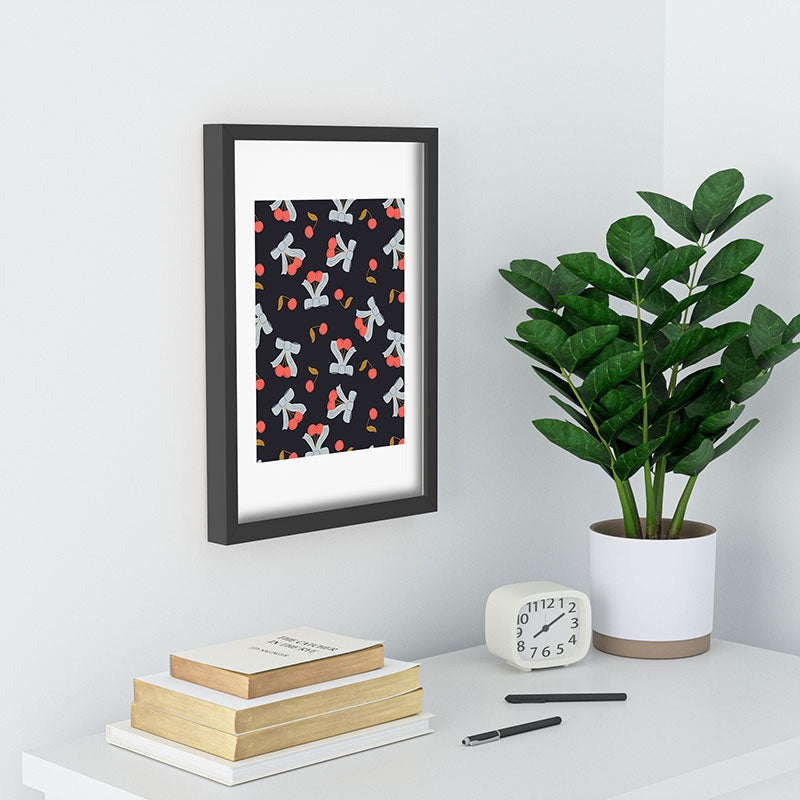 Jennifer Labre Cherries and Bows Recessed Framing Rectangle