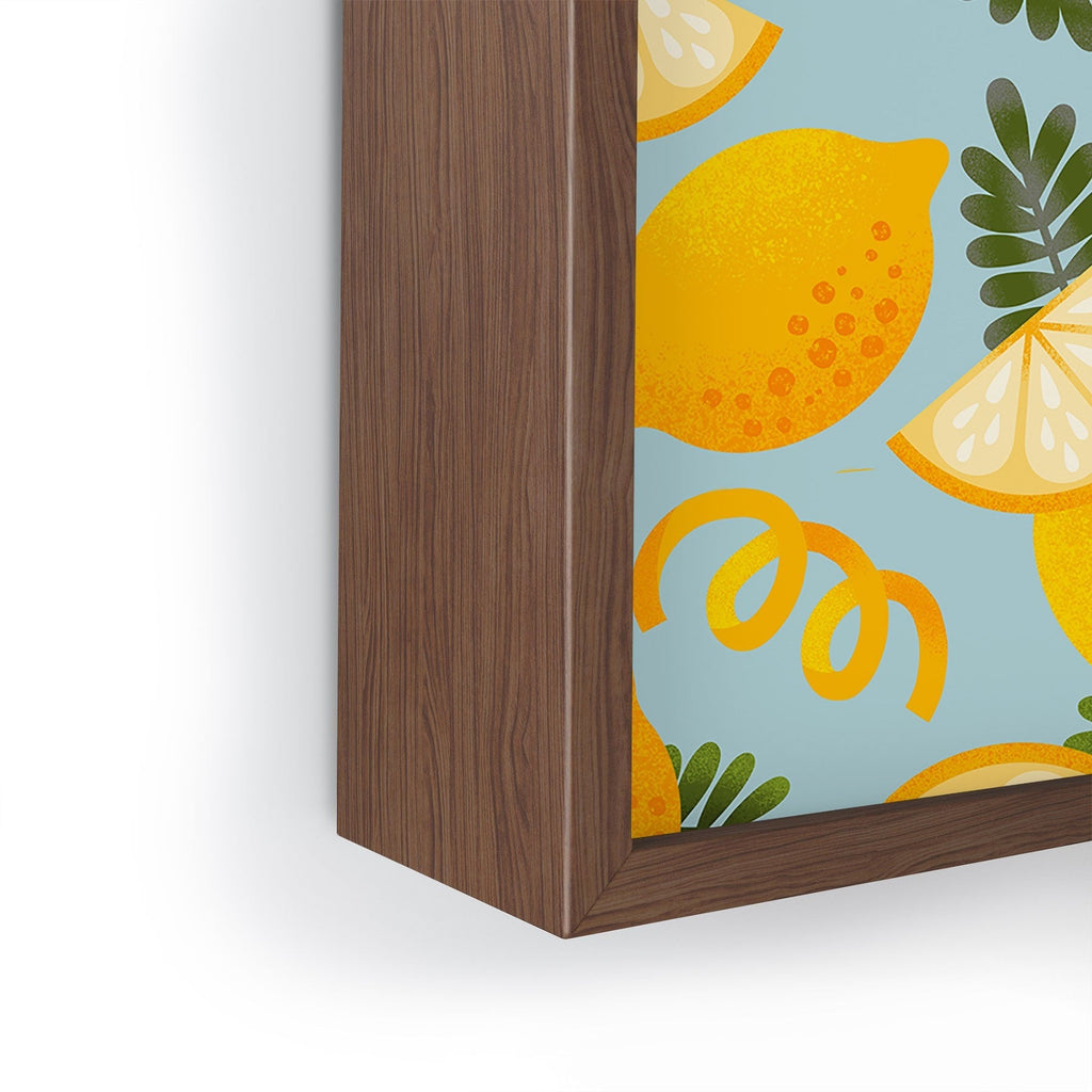 Jessica Molina Lemon Pattern on Sky Blue Framed Mini Art Print