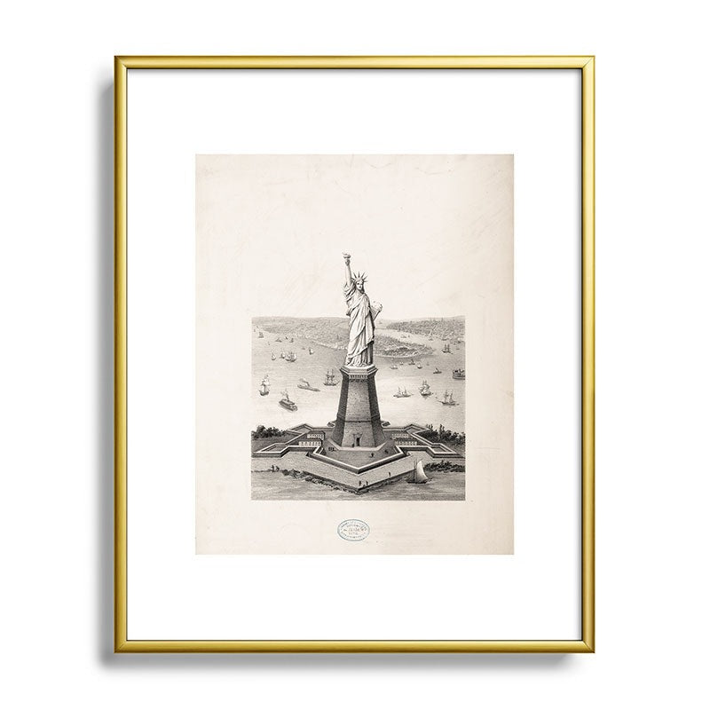 DENY Designs Vintage Lady Liberty Metal Framed Art Print