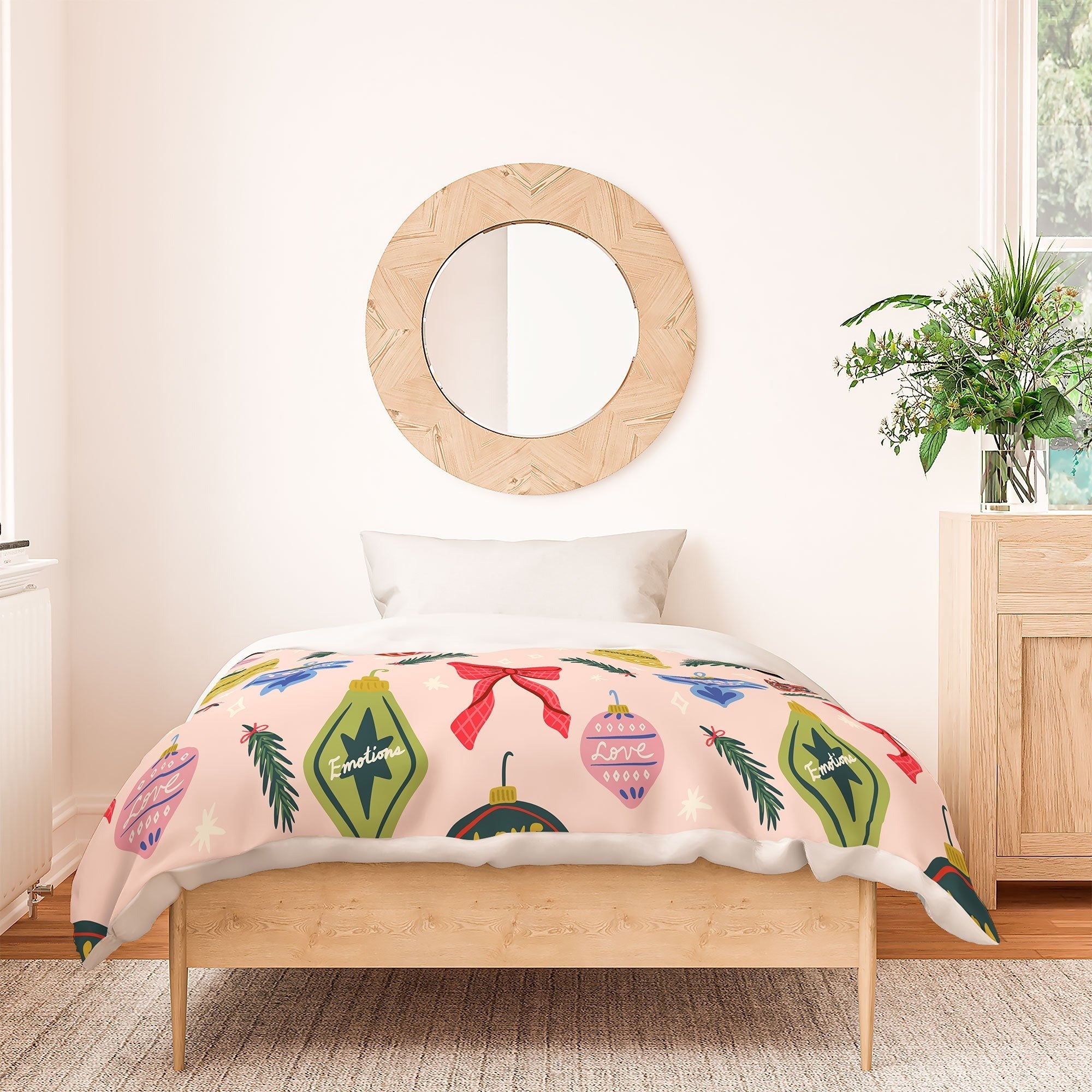 Design by Spark Love Human Made Christmas Ornaments Duvet Cover
