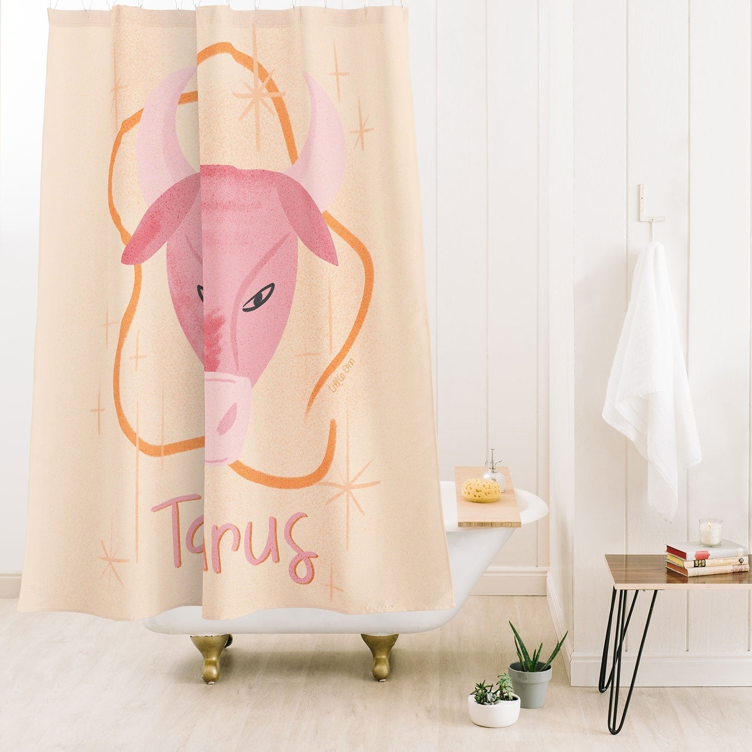 Little Om Zodiac Sign Taurus Shower Curtain