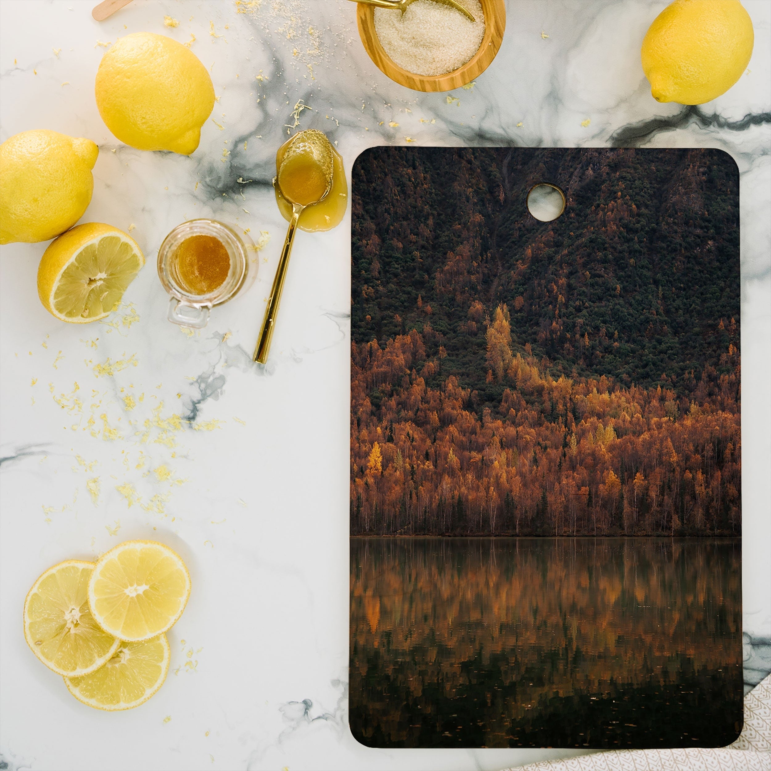 Hannah Kemp Fall Lake Cutting Board Rectangle