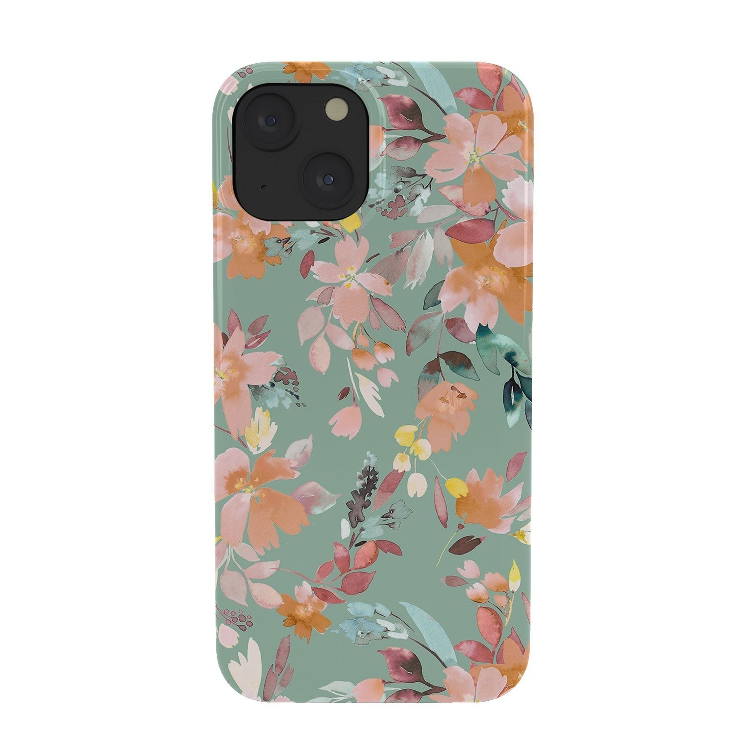 Ninola Design Botanic Retreat Floral Oleander Whimsical Teal Green Phone Case