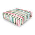Ninola Design Botanic Retreat Watercolor Stripes Green Orange Red Outdoor Floor Cushion