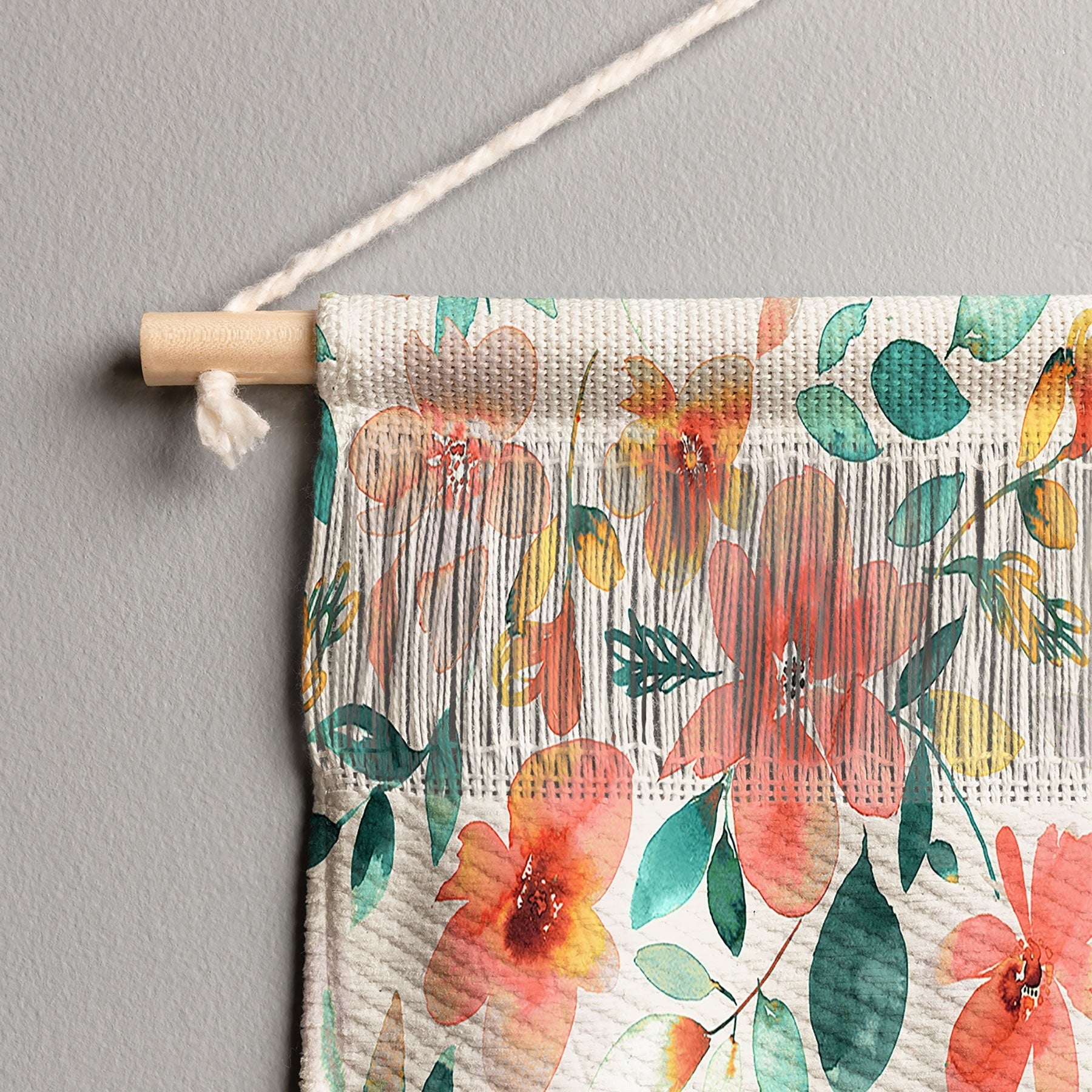 Ninola Design Botanic Retreat Tropical Whimsical Flowers Coral Green Wall Hanging Landscape