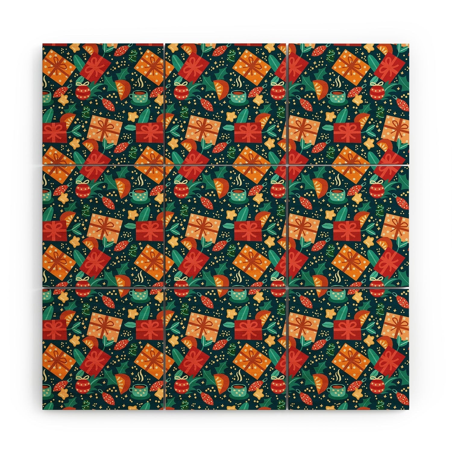 Valeria Frustaci Christmas pattern Wood Wall Mural