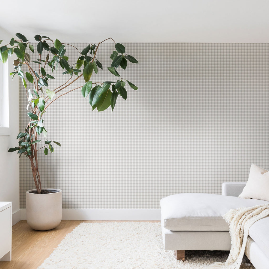 Colour Poems Gingham Plaid Pattern Cloud White Wall Mural