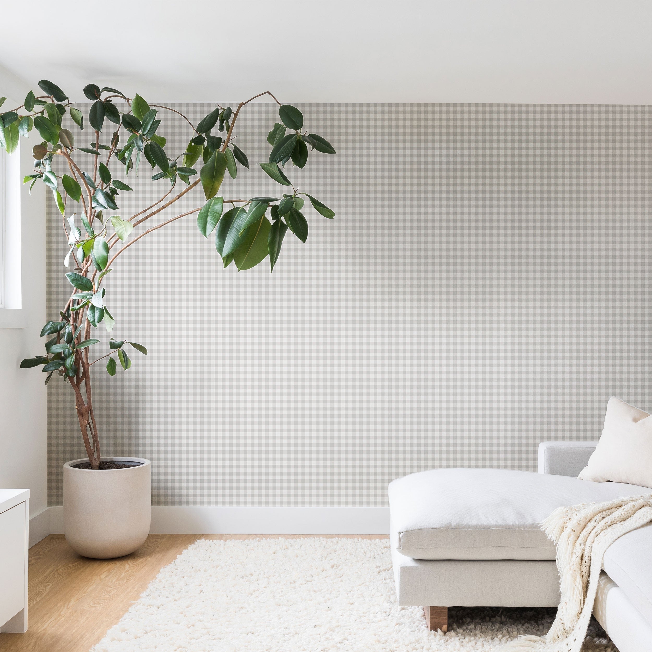 Colour Poems Gingham Plaid Pattern Cloud White Wall Mural