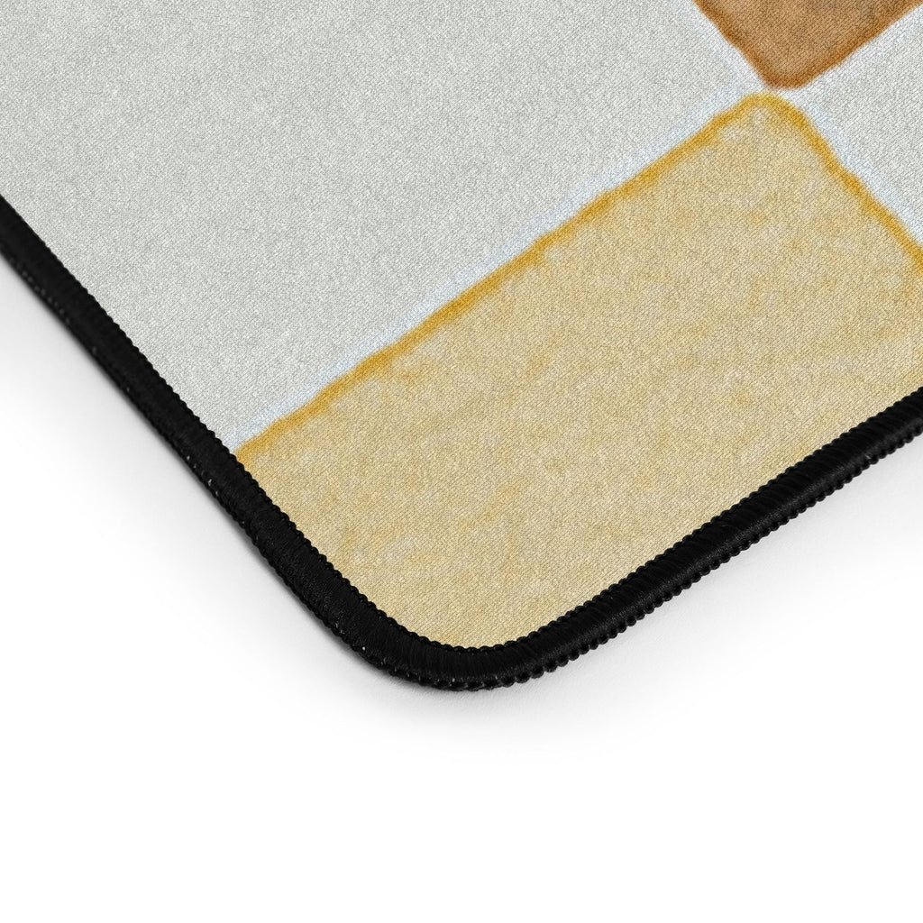 Ninola Design Everyday Artifact Checker Mosaic Tiles Geometry Yellow Desk Mat