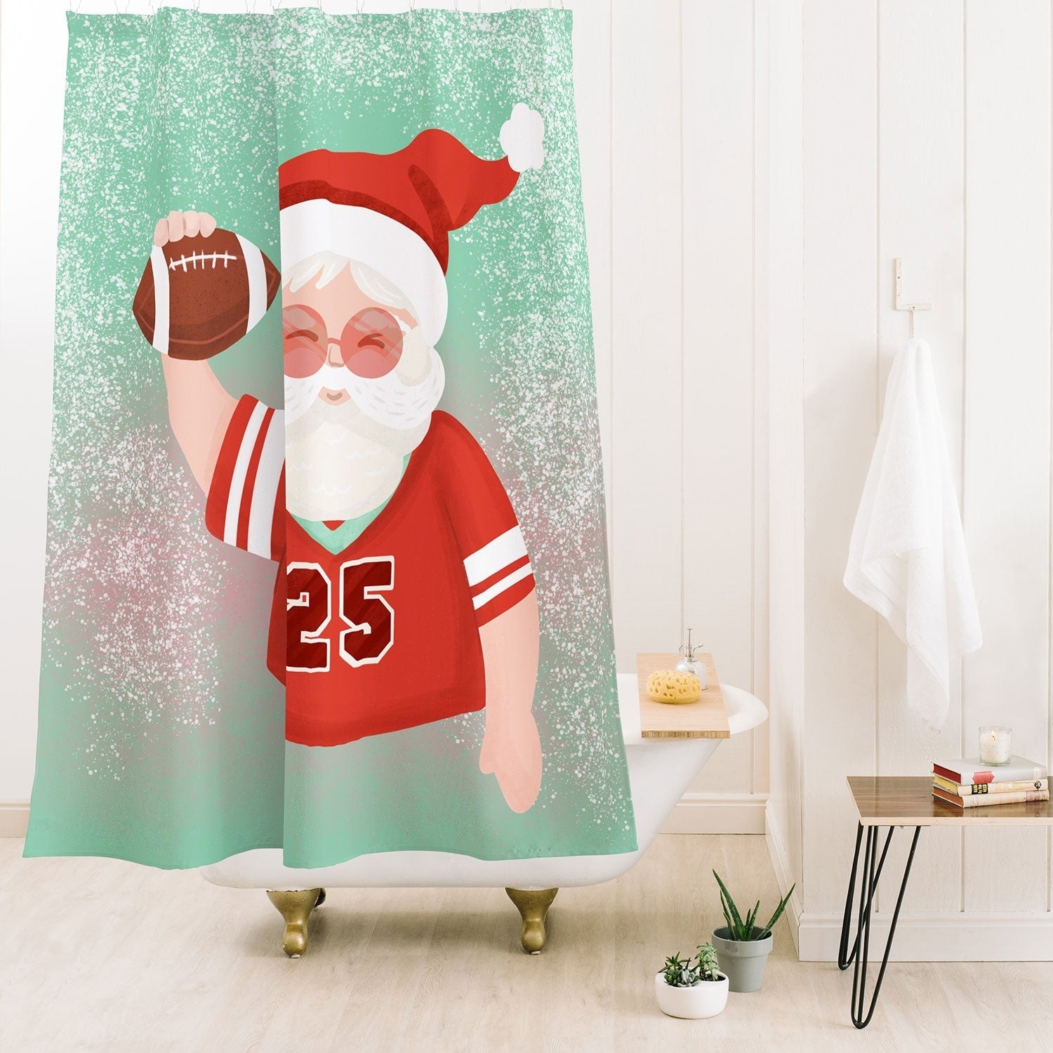 Design by Spark Sporty Football Santa Shower Curtain