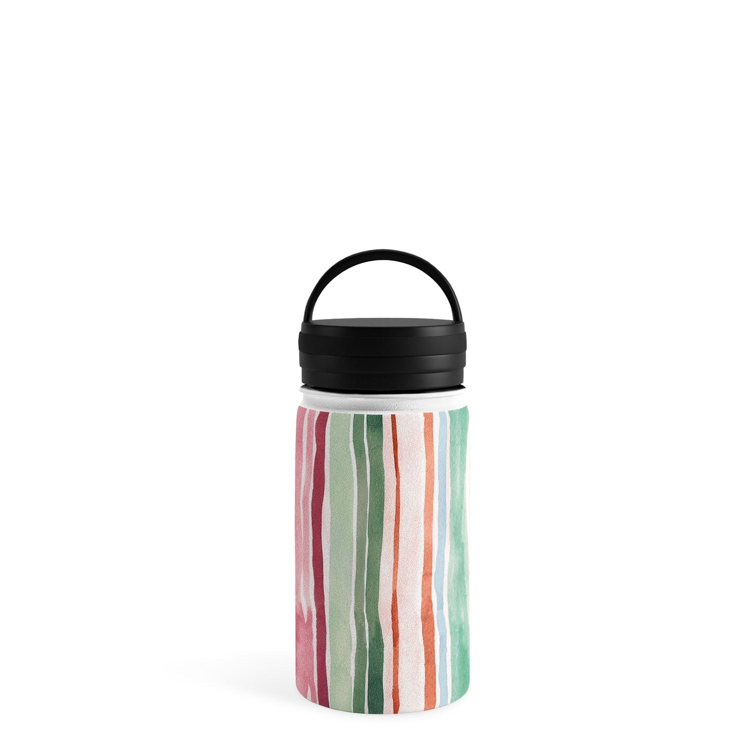 Ninola Design Botanic Retreat Watercolor Stripes Green Orange Red Water Bottle