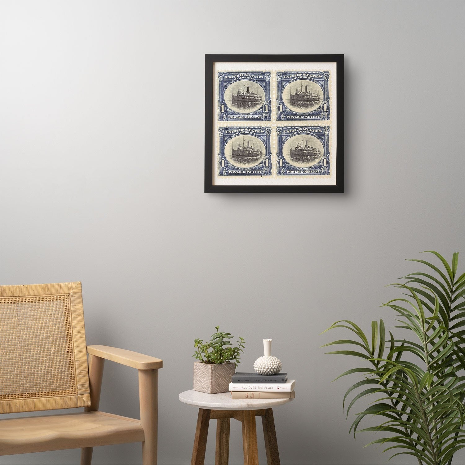 DENY Designs 1901 1c Fast Lake Navigation Stamps Framed Wall Art