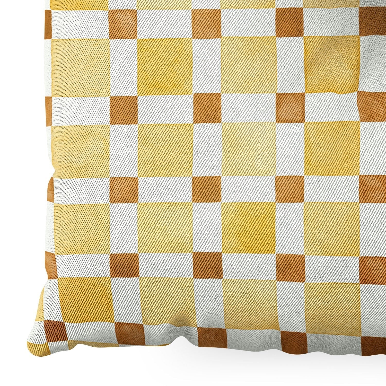 Ninola Design Everyday Artifact Checker Mosaic Tiles Geometry Yellow Floor Pillow Square