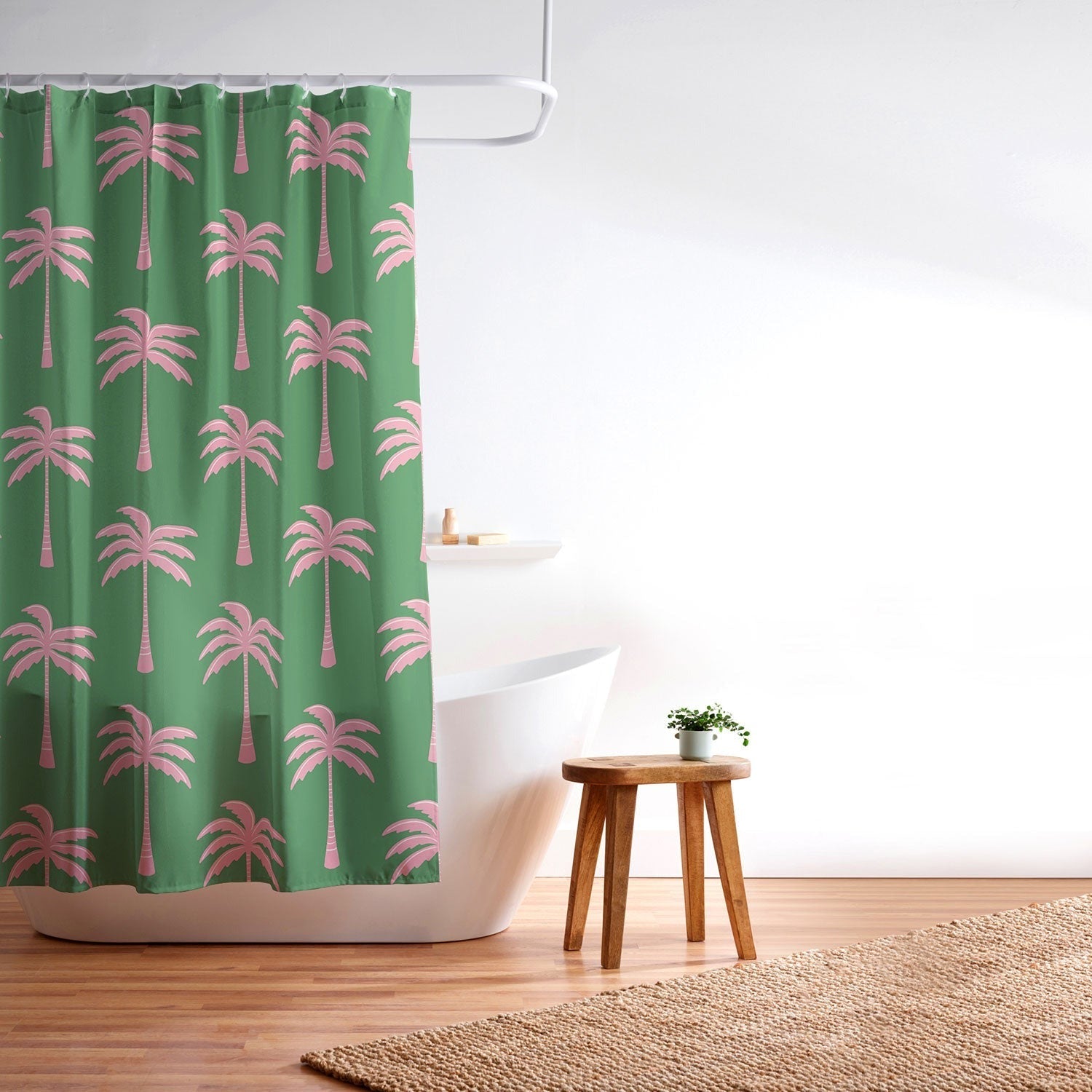 Design by Spark Pink Palm Tree Oasis Shower Curtain