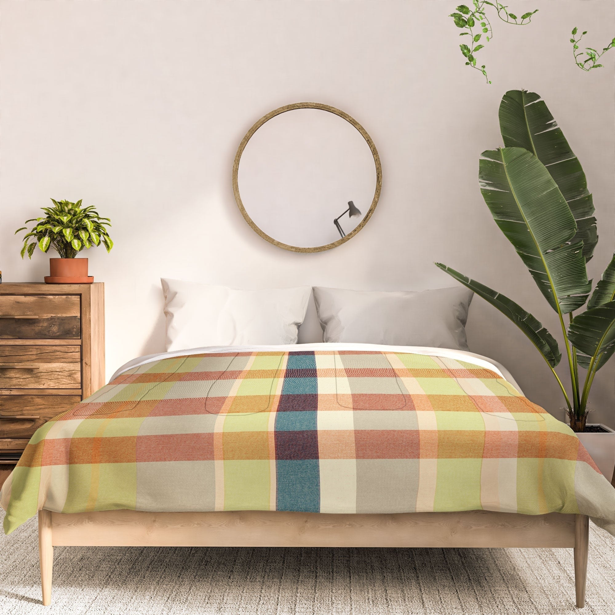 Marta Barragan Camarasa Retro Picnic Plaid Warm Tones Comforter