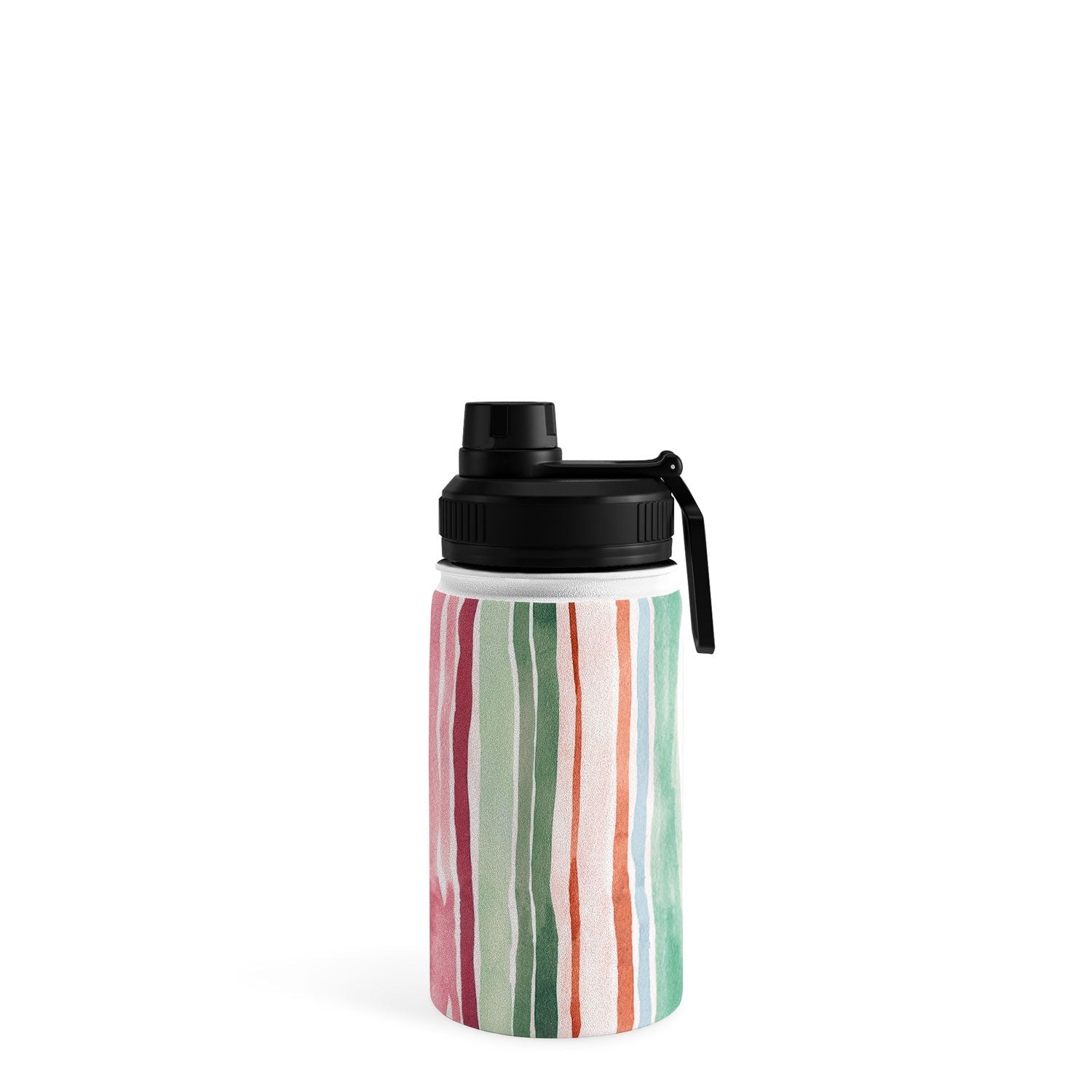 Ninola Design Botanic Retreat Watercolor Stripes Green Orange Red Water Bottle