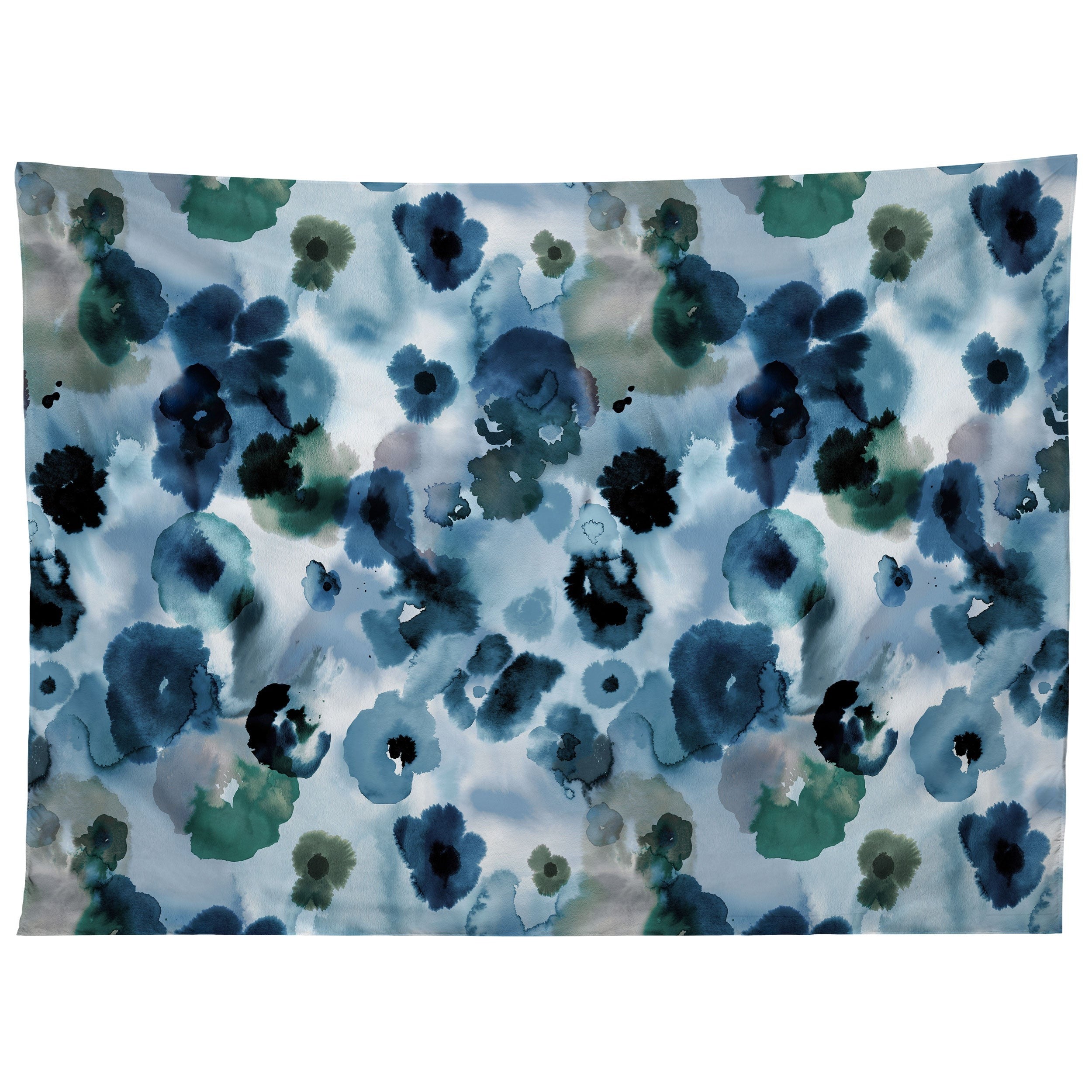 Ninola Design Botanic Retreat Ombre Abstract Watercolor Flowers Blue Navy Tapestry