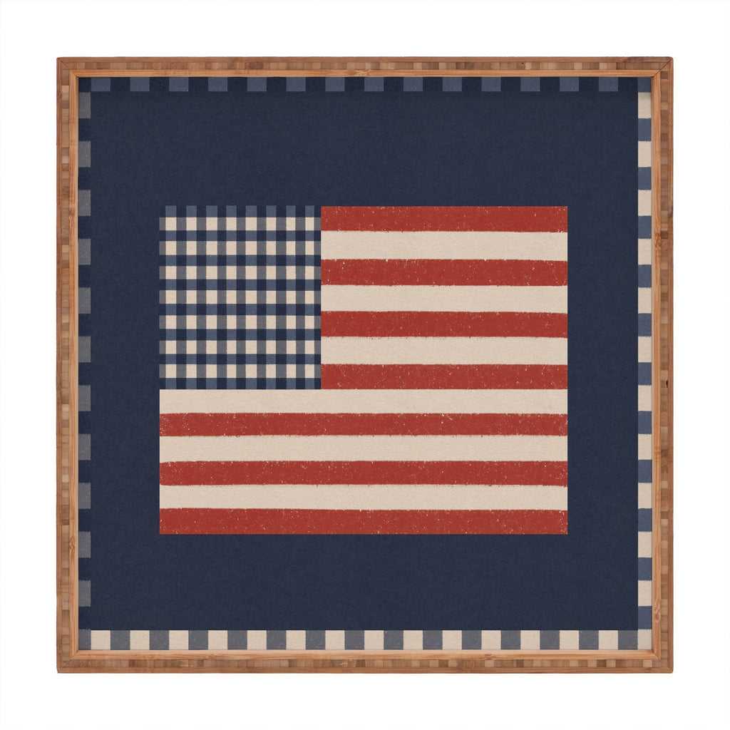 DENY Designs Gingham Flag Square Tray