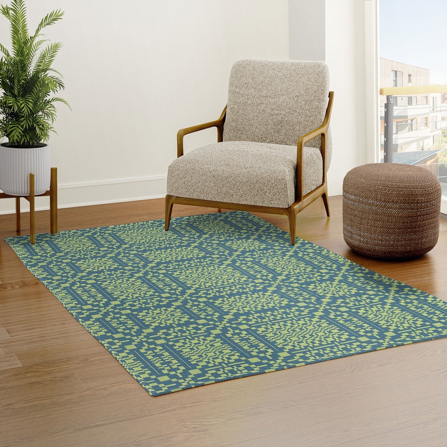 Marta Barragan Camarasa Nostalgic Grid Design Area Rug