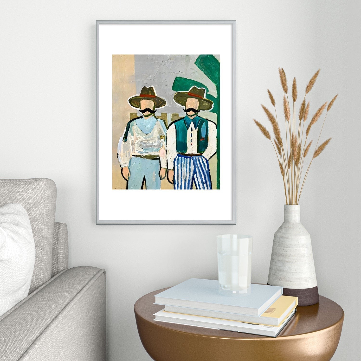 83 Oranges Side By Side Cowboy Edition Metal Framed Art Print
