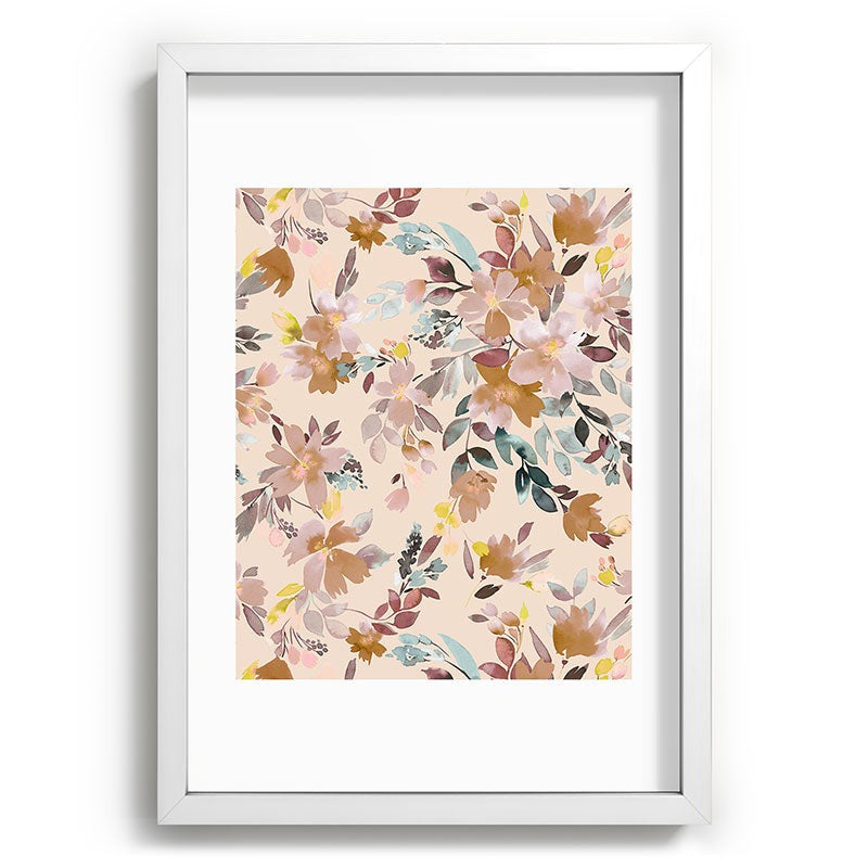 Ninola Design Botanic Retreat Floral Oleander Whimsical Soft Pink Recessed Framing Rectangle