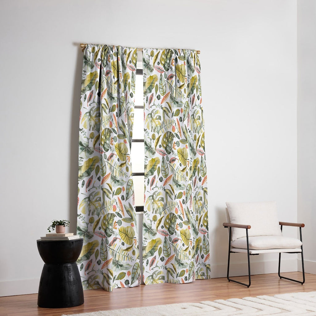 Ninola Design Botanic Retreat Tropical Jungle Leaves Botanical Green Orange Blackout Non Repeat