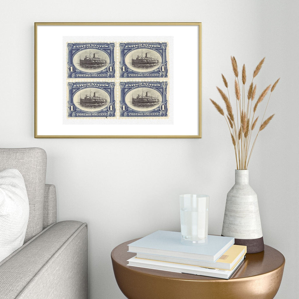 DENY Designs 1901 1c Fast Lake Navigation Stamps Metal Framed Art Print