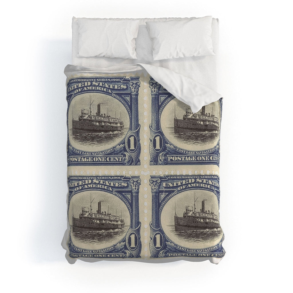DENY Designs 1901 1c Fast Lake Navigation Stamps Duvet Cover